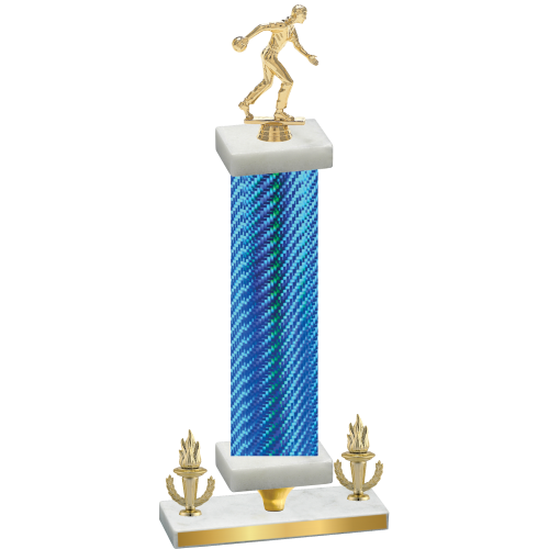 Premium Single Blue Carbon Fiber Victory Bowling Trophy