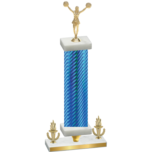 Premium Single Blue Carbon Fiber Victory Cheerleading Trophy