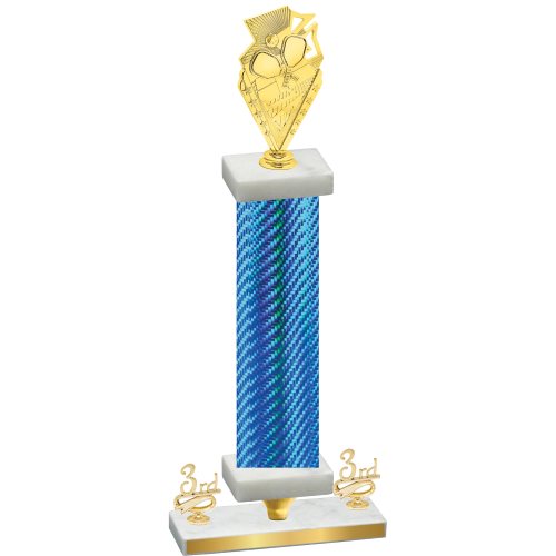 Premium Single Blue Carbon Fiber Third Place Pickleball Trophy