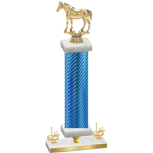 Premium Single Blue Carbon Fiber First Place Horses Trophy