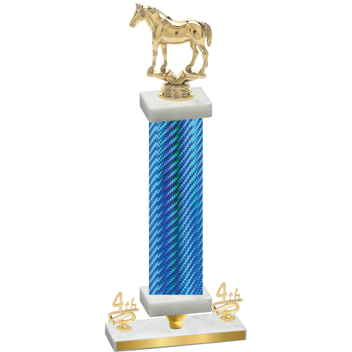 Premium Single Blue Carbon Fiber Fourth Place Horses Trophy