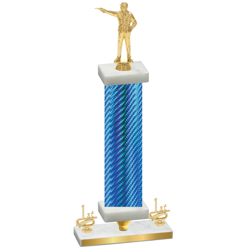 Premium Single Blue Carbon Fiber First Place Shooter Trophy