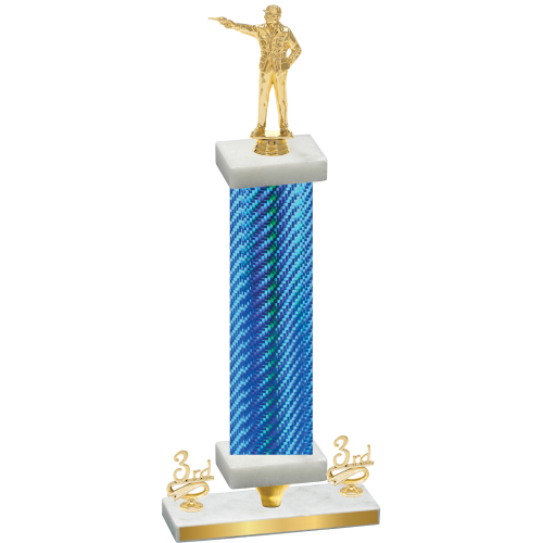Premium Single Blue Carbon Fiber Third Place Shooter Trophy