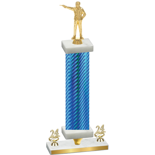 Premium Single Blue Carbon Fiber Year Shooter Trophy