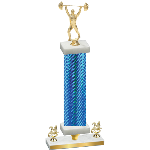 Premium Single Blue Carbon Fiber Year Weights Trophy