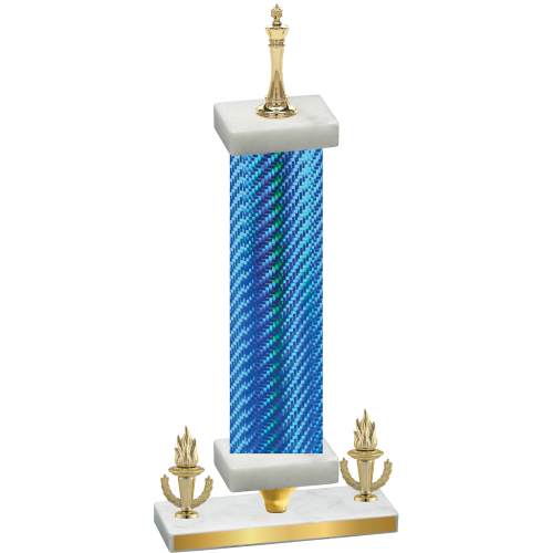 Premium Single Blue Carbon Fiber Victory Chess Trophy