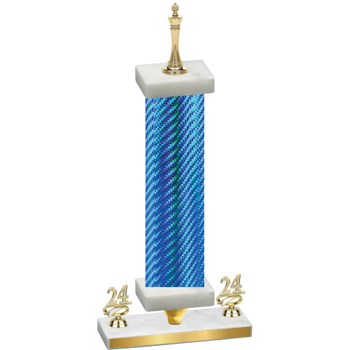 Premium Single Blue Carbon Fiber Year Chess Trophy