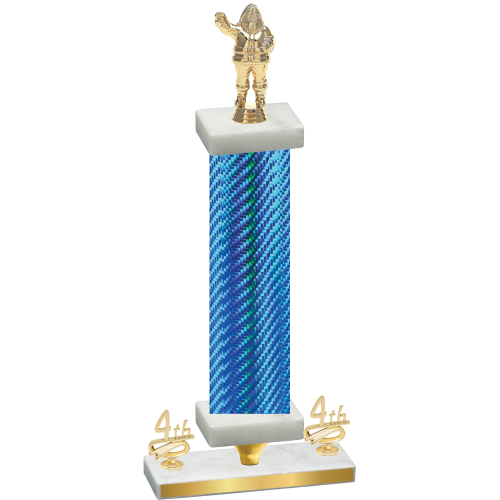 Premium Single Blue Carbon Fiber Fourth Place Holiday Trophy