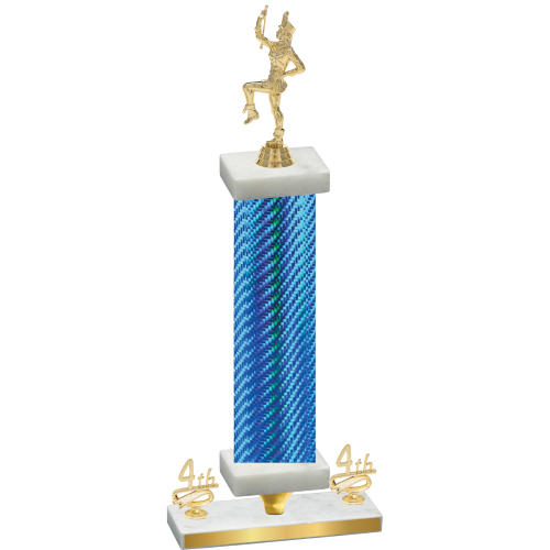 Premium Single Blue Carbon Fiber Fourth Place Majorette Trophy