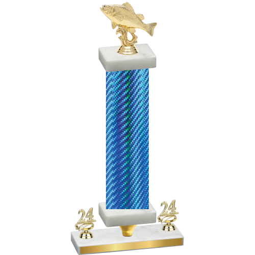 Premium Single Blue Carbon Fiber Year Fishing Trophy