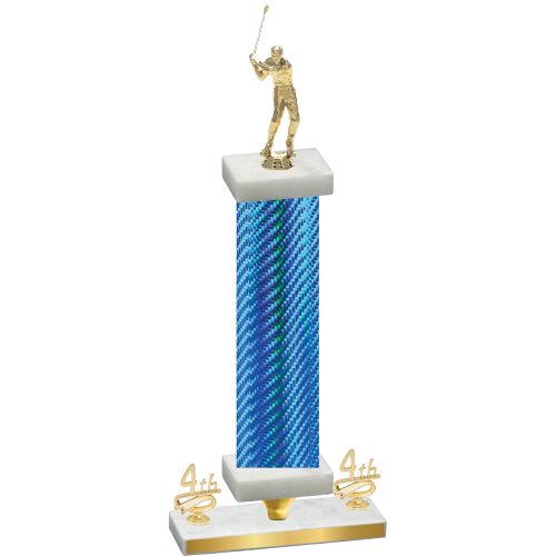 Premium Single Blue Carbon Fiber Fourth Place Golf Trophy