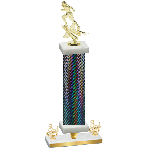 Premium Single Black Carbon Fiber Third Place Football Trophy