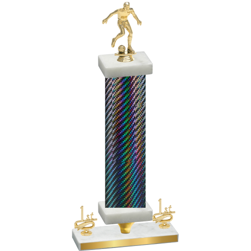 Premium Single Black Carbon Fiber First Place Soccer Trophy