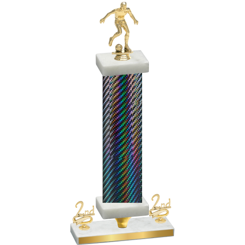 Premium Single Black Carbon Fiber Second Place Soccer Trophy