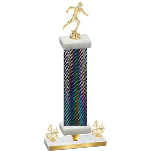 Premium Single Black Carbon Fiber Fourth Place Running Trophy