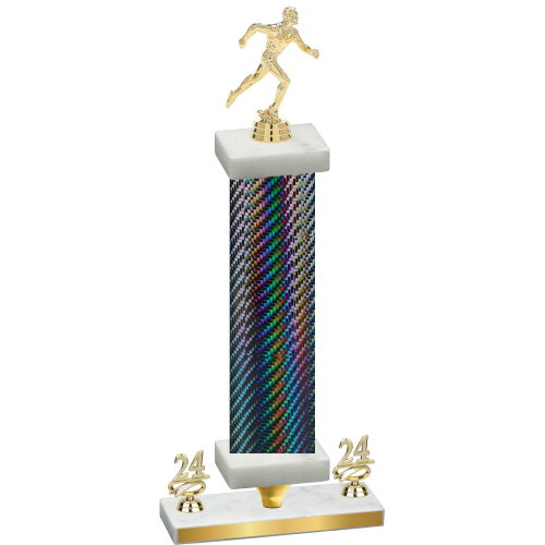 Premium Single Black Carbon Fiber Year Running Trophy