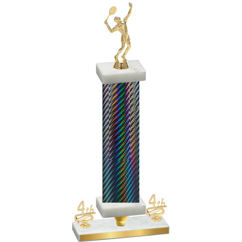 Premium Single Black Carbon Fiber Fourth Place Tennis Trophy