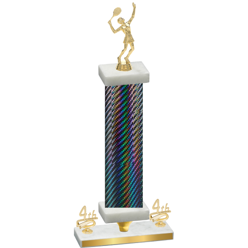 Premium Single Black Carbon Fiber Fourth Place Tennis Trophy