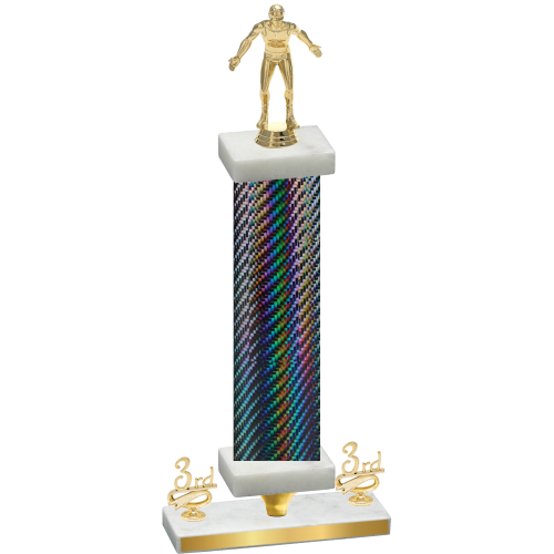 Premium Single Black Carbon Fiber Third Place Wrestling Trophy