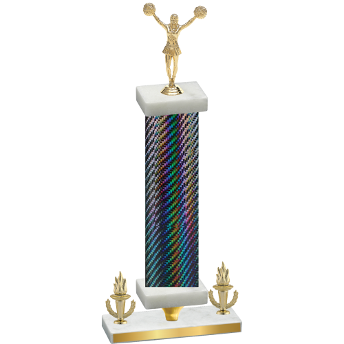 Premium Single Black Carbon Fiber Victory Cheerleading Trophy