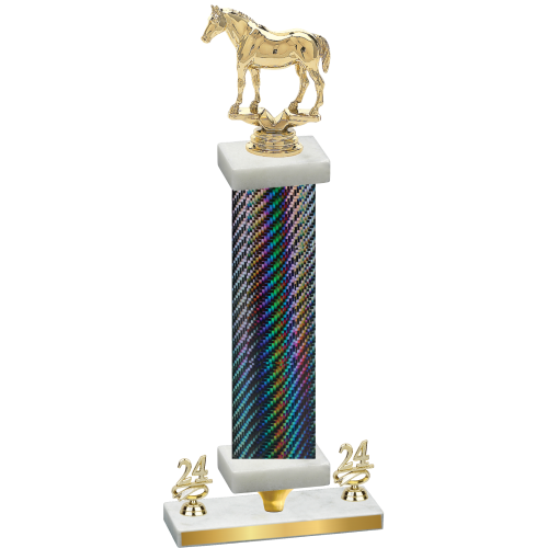 Premium Single Black Carbon Fiber Year Horses Trophy