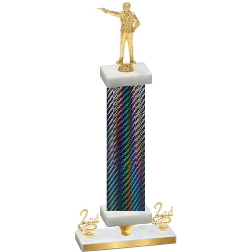 Premium Single Black Carbon Fiber Second Place Shooter Trophy