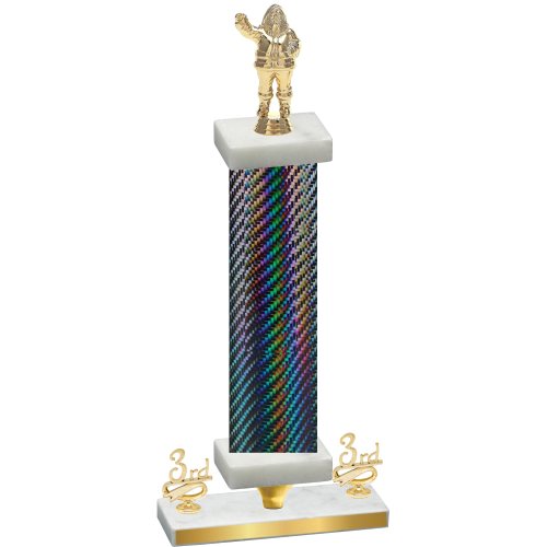 Premium Single Black Carbon Fiber Third Place Holiday Trophy