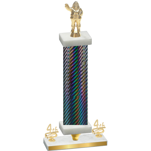 Premium Single Black Carbon Fiber Fourth Place Holiday Trophy