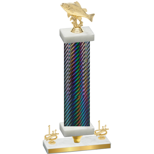 Premium Single Black Carbon Fiber First Place Fishing Trophy