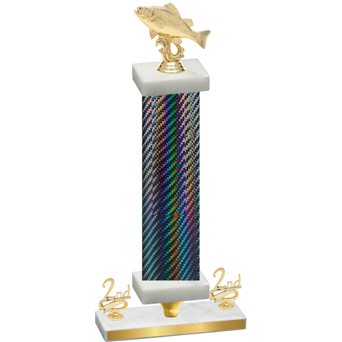 Premium Single Black Carbon Fiber Second Place Fishing Trophy