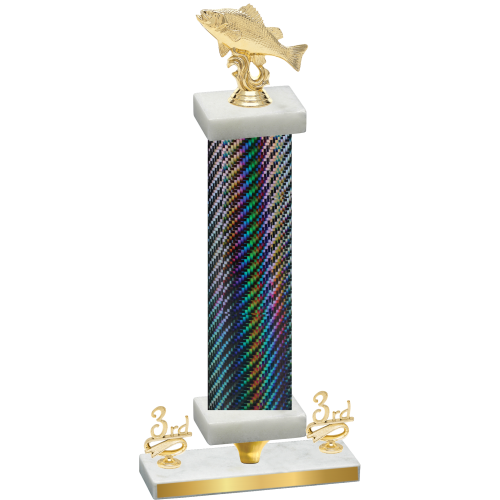 Premium Single Black Carbon Fiber Third Place Fishing Trophy