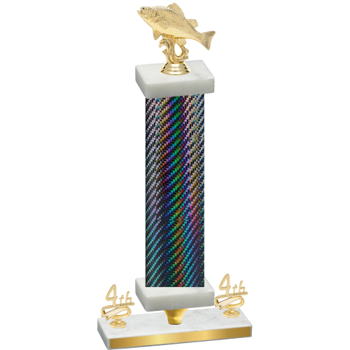 Premium Single Black Carbon Fiber Fourth Place Fishing Trophy