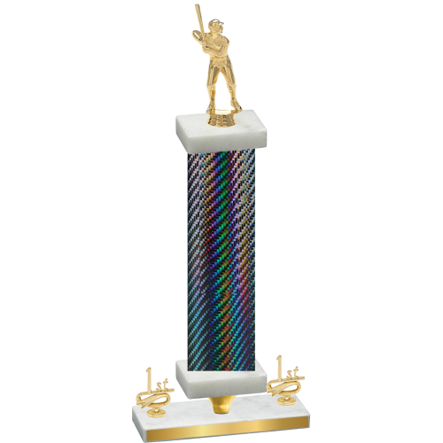Premium Single Black Carbon Fiber First Place Baseball Trophy