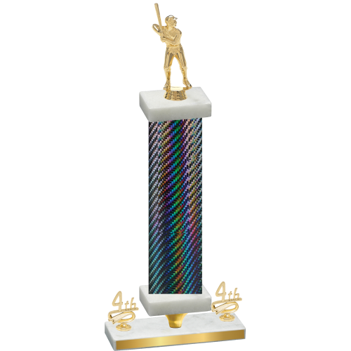 Premium Single Black Carbon Fiber Fourth Place Baseball Trophy