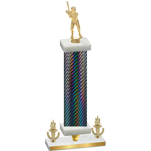 Premium Single Black Carbon Fiber Victory Baseball Trophy
