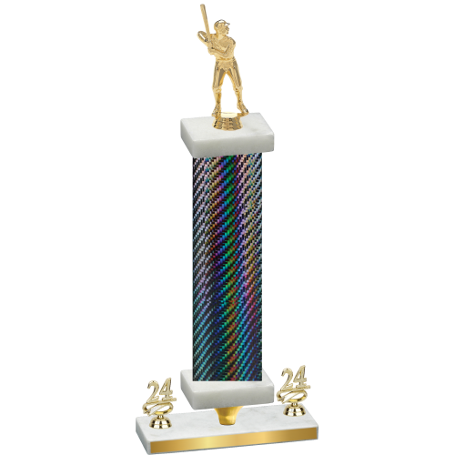 Premium Single Black Carbon Fiber Year Baseball Trophy