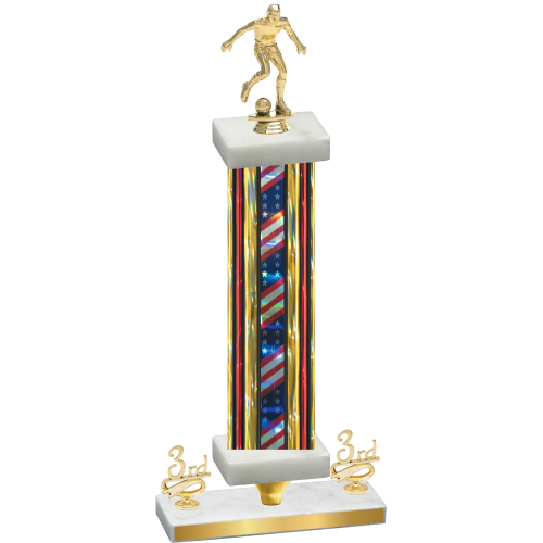 Premium Single Flag USA Third Place Soccer Trophy