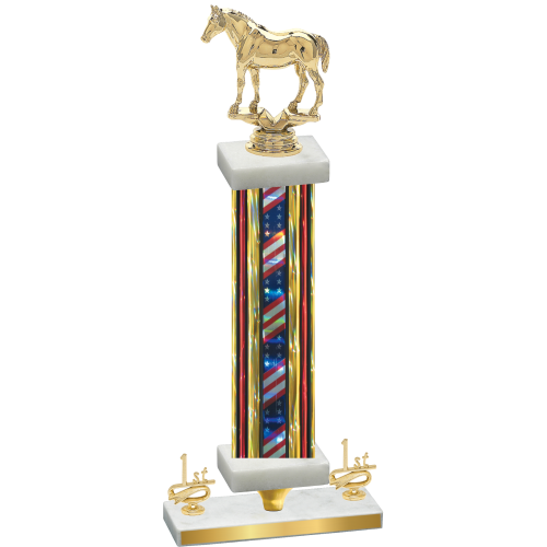 Premium Single Flag USA First Place Horses Trophy