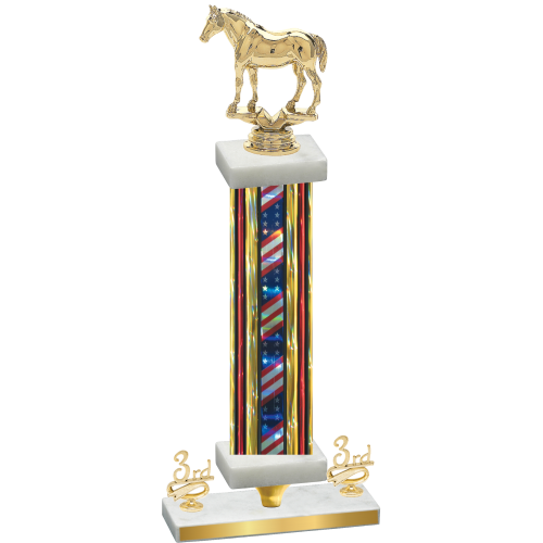 Premium Single Flag USA Third Place Horses Trophy