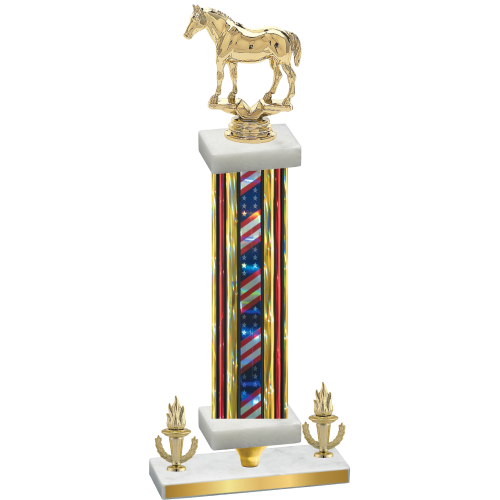 Premium Single Flag USA Victory Horses Trophy