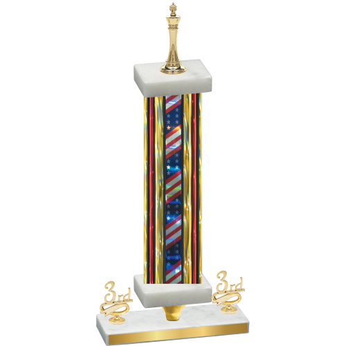 Premium Single Flag USA Third Place Chess Trophy