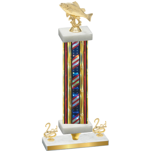 Premium Single Flag USA Second Place Fishing Trophy