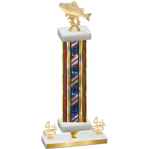 Premium Single Flag USA Fourth Place Fishing Trophy