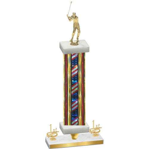 Premium Single Flag USA First Place Golf Trophy