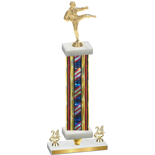 Premium Single Flag USA Year Karate Trophy