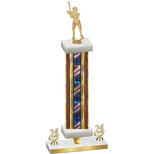 Premium Single Flag USA Year Baseball Trophy