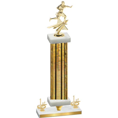 Premium Single Gold Glacier First Place Flag Football Trophy