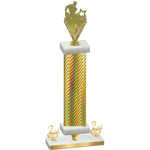 Premium Single Gold Carbon Fiber Second Place Rugby Trophy