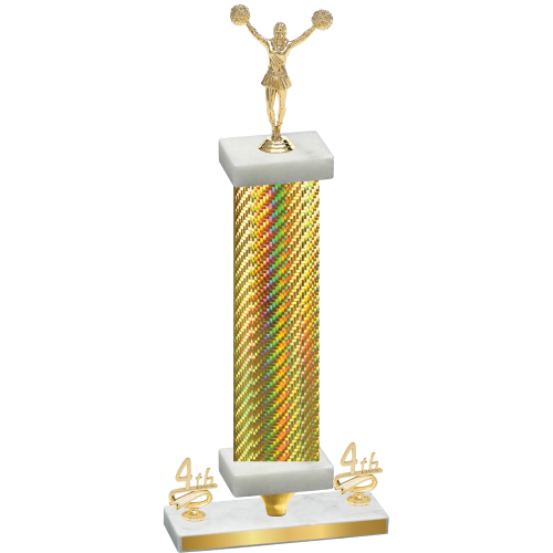 Premium Single Gold Carbon Fiber Fourth Place Cheerleading Trophy