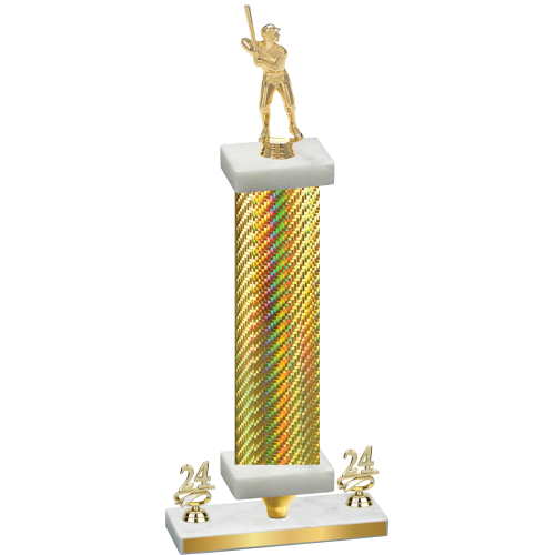 Premium Single Gold Carbon Fiber Year Baseball Trophy